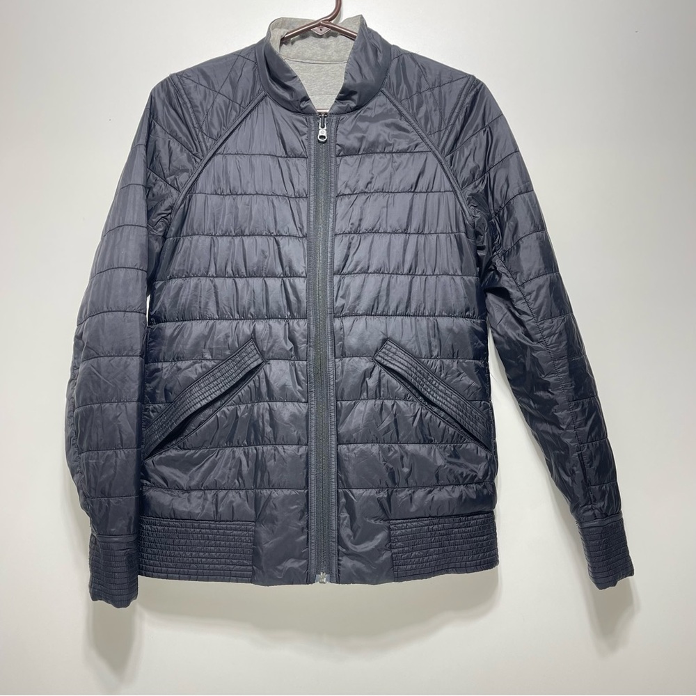 Lululemon Bomb Bomber Jacket Reversible Women's 4 Insulated Black Gray Puffer